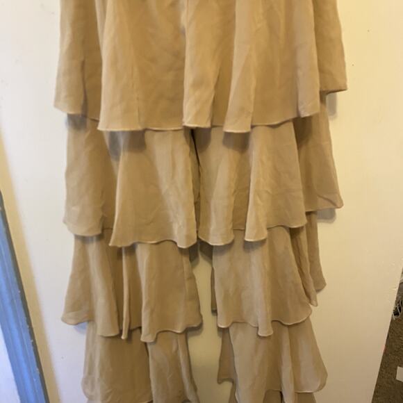 Maya Tall OveralDress Nude Sequins SheerLace Zip Sleeveless Ruffle 90s Festive 4 - Picture 6 of 12